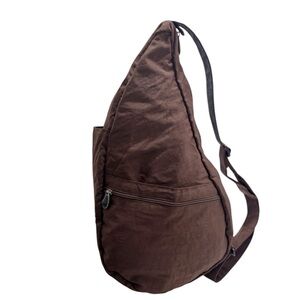CROSSBODY‎ SLING BAG MESSENGER BACK BAG AMERIBAG DISTRESSED NYLON MEDIUM BROWN